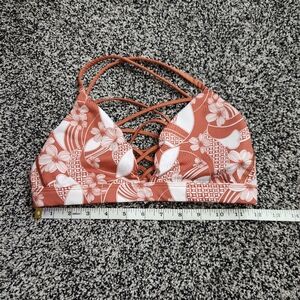 Victoria’s Secret Sport Bra Strappy Front‎ & Back, Orange Ginger Floral Sz S
